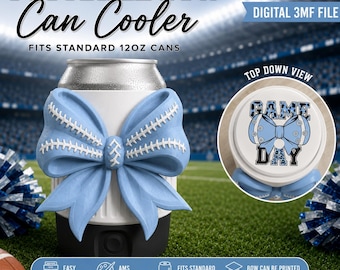 Football Bow Can Cooler 3MF File | School Spirit Game Day (Digital Download)