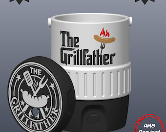The Grillfather 12oz Can Cooler 3D Print Files | Funny Dad BBQ Gift (Digital Download)