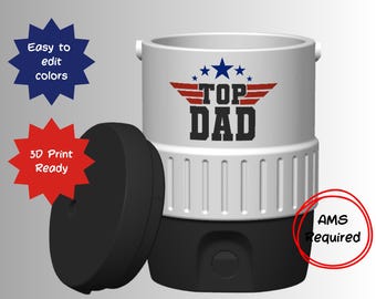 Top Dad 12oz Dosenkühler 3D Druckdateien | Fliegerflügel Design (Digitaler Download)