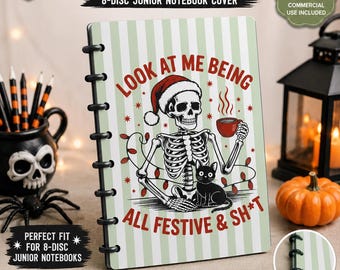 Skeleton Christmas Notebook Cover | Edgy Adult Humor 3MF File (Digital Download)