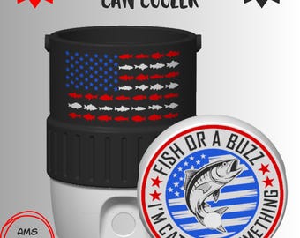 Patriotic Fish Flag 12oz Can Cooler 3MF STL File | Fishing Dad Gift (Digital Download)