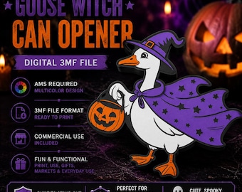 Goose Witch Can Opener 3MF File | Spooky Halloween Nail Saver (Digital Download)