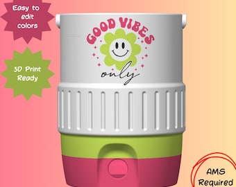 Retro Smiley Daisy Can Cooler 3D Print Files | Good Vibes Only Design (Digital Download)