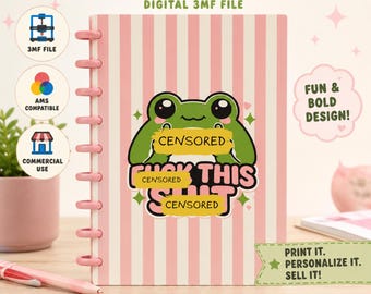 Sassy Frog Notebook Cover | Junior Size 8-Disc 3MF File (Digital 3D Print Download)