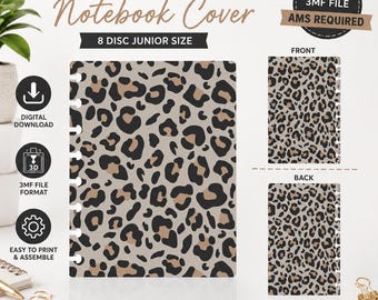 Leopard Print Discbound Notebook Cover | Junior Size 8 Disc (3MF Digital File)