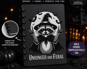 Unhinged Feral Raccoon Witch Notebook Cover | Junior 8-Disc (3MF Digital Download)