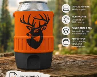 Buck Deer Can Cooler 3MF File | Hunting Silhouette (Digital Download)