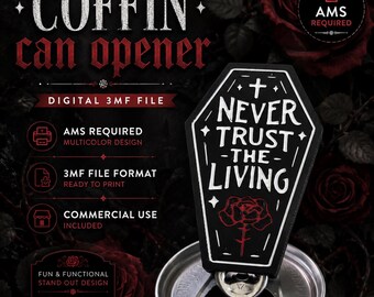Gothic Coffin Can Opener 3MF File | Nail Saver Keychain (Digital Download)