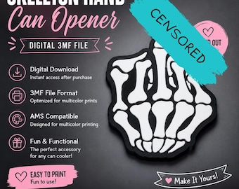 Skeleton Hand Can Opener 3MF File | Funny Spooky Gift (Digital Download)