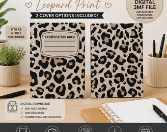 Leopard Print A5 Notebook Cover Bundle 3MF | 2 Designs | 6 Hole Ring Bound | Commercial Use