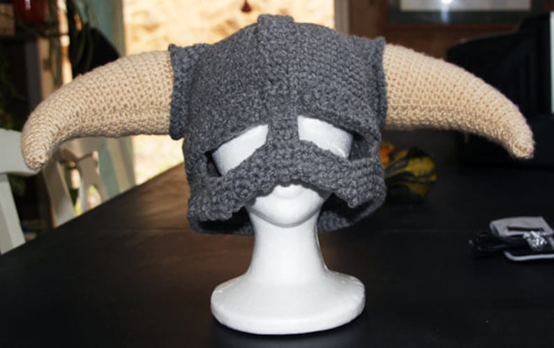 CROCHET PATTERN PDF for Skyrim Inspired Viking helmet image 1