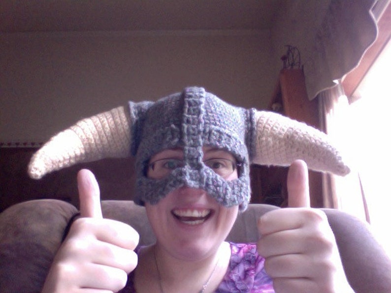 CROCHET PATTERN PDF for Skyrim Inspired Viking helmet image 4