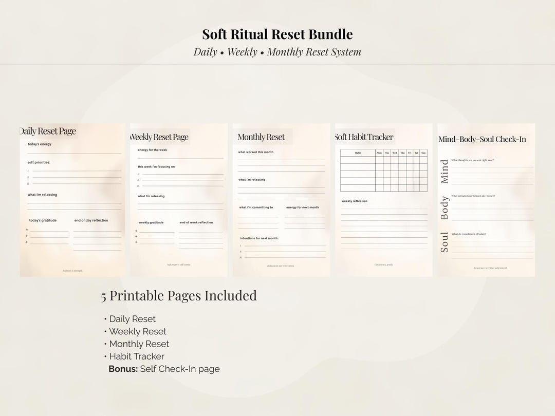 Self Care Planner Bundle | Daily, Weekly, Monthly Reset Journal ...
