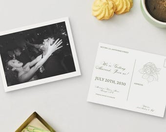Simple and Elegant Hydrengea Save the Date Postcard
