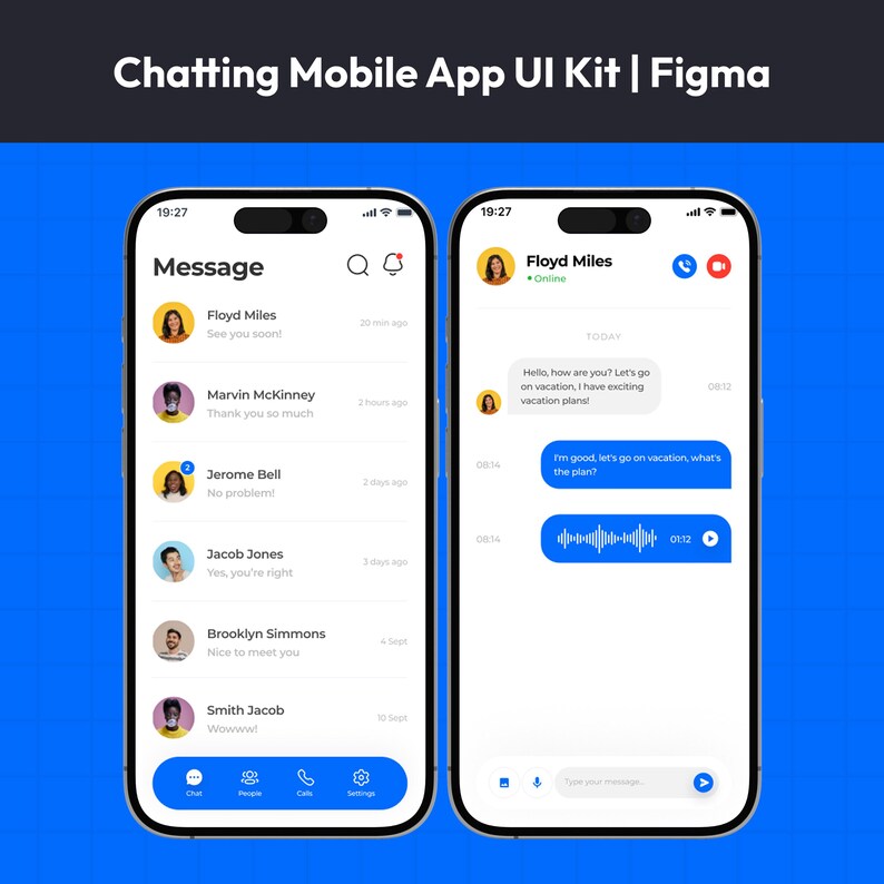 Message Panel Website Figma Chatting Mobile App UI Kit | Figma & EPS | Messenger, Chat Screens ...