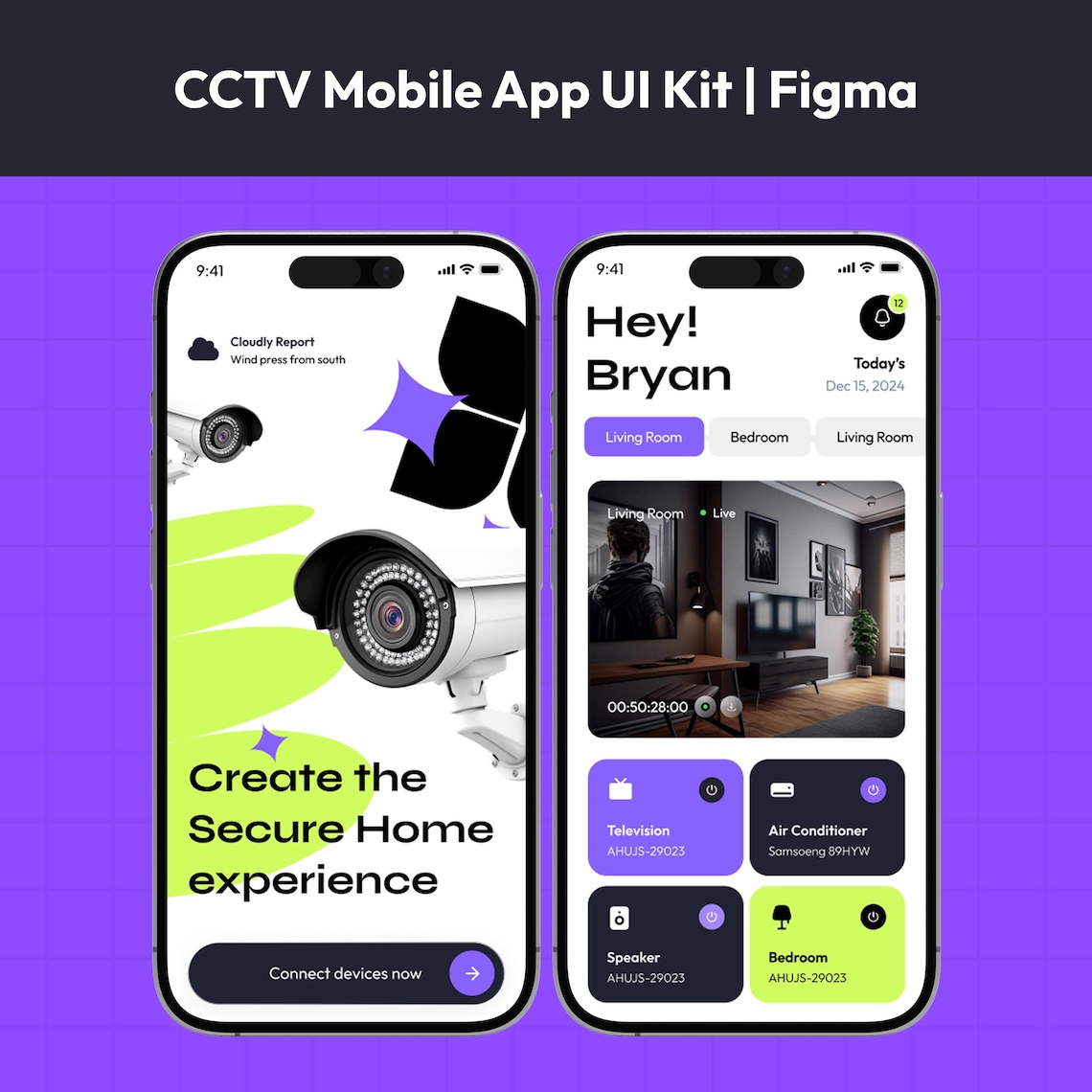 CCTV Mobile App UI Kit | Figma Screens for Smart Home Security | Ios ...