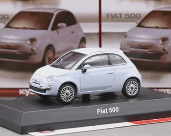 Vintage Model Kyosho 1/64 Fiat Collection Fiat 500 2007 City Car Blue