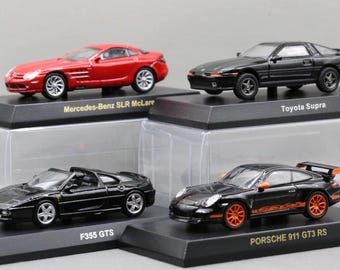 Vintage Model Kyosho 1/64 Porsche 911 GT3 RS + Mclaren SLR + Ferrari F355 + Toyota Supra MA70 (4 Cars)
