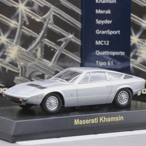 Modelo Vintage Kyosho 1/64 Maserati Colección Maserati Khamsin (Tipo AM120) 1974 Plata