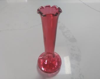 Vintage Pilgrim Cranberry Glass Bud Vase