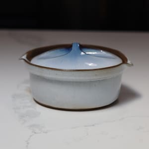 Vintage Small Peter Pots Pottery Casserole Dish with Unique Lid
