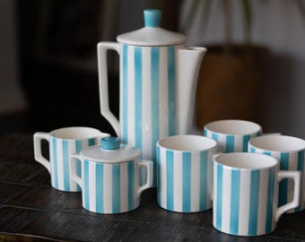Vintage Melitta Stockholm Cobalt Blossom Coffee Set for 6 Designed