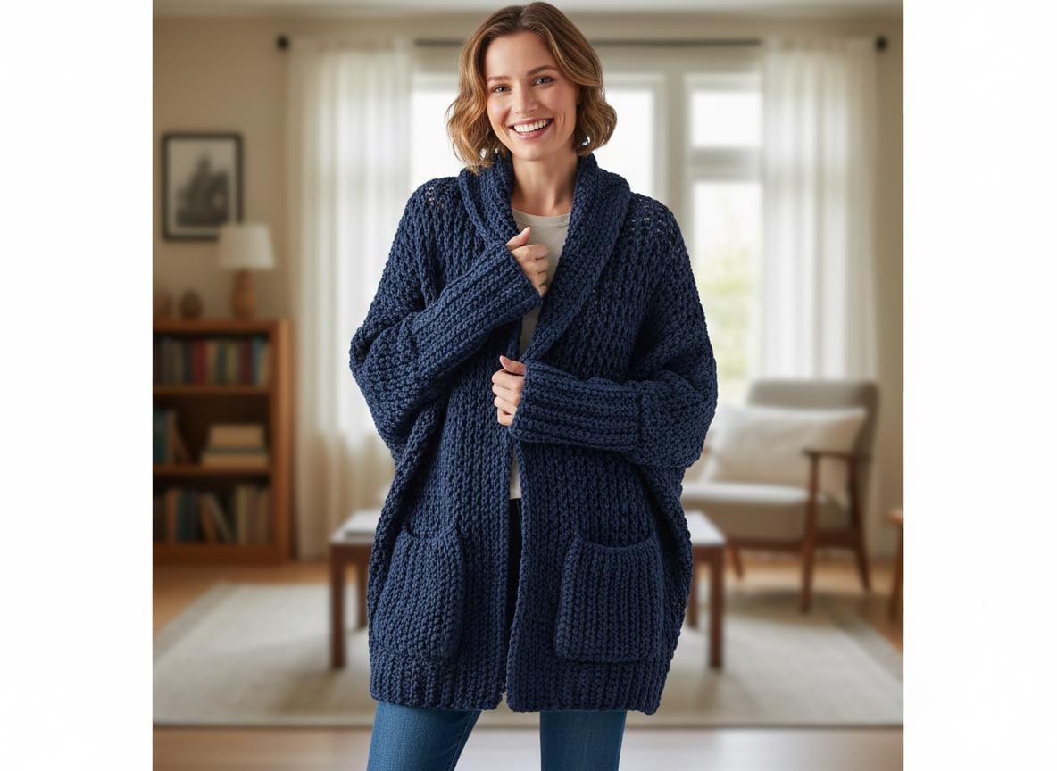 Oversized Rectangle Chunky Cardigan Crochet Pattern