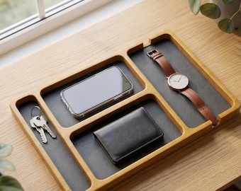 Walnut Valet Tray, Minimalist Desk Organizer, Nightstand Catch-All Tray