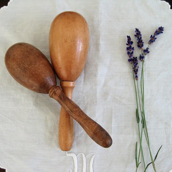 Darn it All !  Two vintage natural wood darning eggs