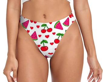 Kawaii Thong Cute Everyday Lingerie Fruit Print Thong