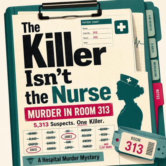 Hospital Murder Mystery Puzzle: The Killer Isn't  The Nurse, Printable Detective Puzzle for Adults, Find The Killer, Instant Download PDF