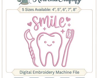 Custom Tooth Embroidery Design, Dental Hygienist Machine Embroidery File, Pediatric Dentist Scrubs Pattern, Cute Tooth Made To Order File