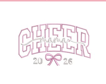Cheer Mama Est 2026 Embroidery Design, Varsity Cheer Mama File | Sports Mom Machine Embroidery | Game Day Digital Download, 5 sizes