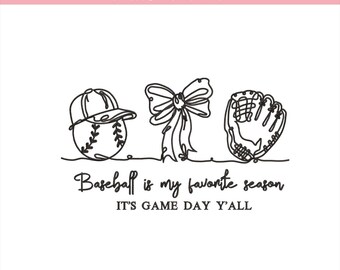 Baseball Is My Favorite Season Embroidery Design, Baseball Bow Trio, Sports Girl Embroidery Design Instant Download Dst Pes