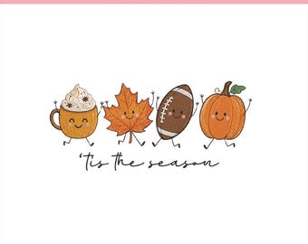 Tis The Season Fall Embroidery Design, Football Coffee Embroidery Design, Touchdown Football Embroidery, 5 sizes - Pes Dst Jef Exp Vp3