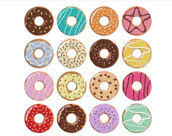 Donut Bundle Embroidery Design, American Donut Machine Embroidery Designs, Sweet Treat Dessert Bakery Icons, 5 sizes, Pes Dst Jef Exp Vp3