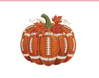 Coquette Football Pumpkin Embroidery Design, Pumpkin Fall Machine Embroidery File for Towels Shirts Decor, 5 sizes - Pes Dst Jef Exp Vp3