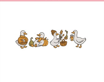 Cozy Goose Embroidery Design, Halloween Goose Embroidery Design, Fall Season Goose Machine File, Goose Lovers, 5 sizes - Pes Dst Jef Exp Vp3