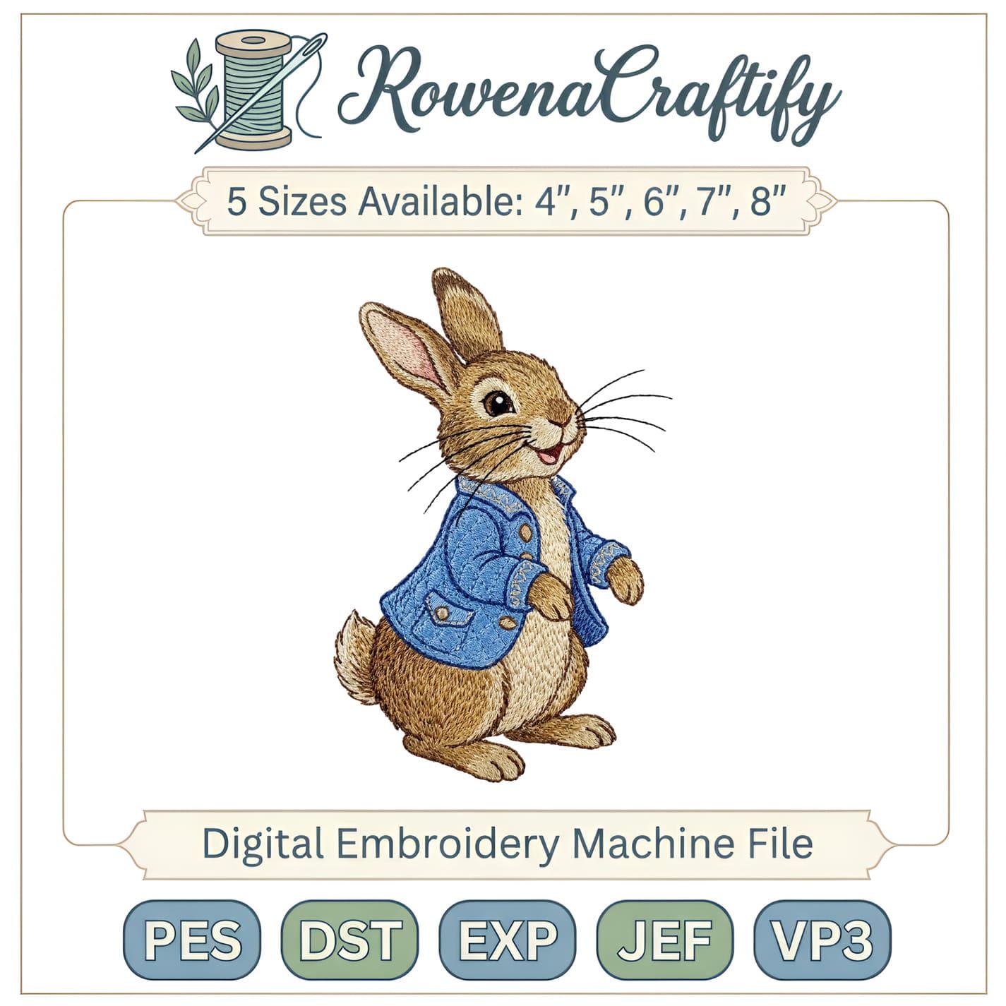 Vintage Rabbit Machine Embroidery Design, Peter Rabbit Style Digital ...