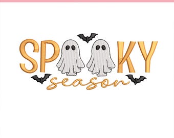 Spooky Season Embroidery Machine File, Halloween Ghost Embroidery Design, Spooky Fall Embroidery Pattern, Fall Autumn Season, 5 sizes