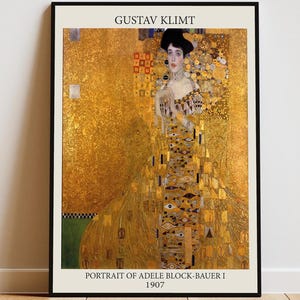 Gustav Klimt: Retrato de Adele Bloch Bauer I, póster de 1907, impresión artística dorada