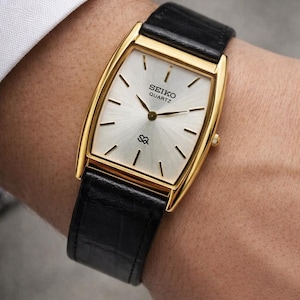 Orologio da polso da uomo vintage Seiko Slim Tank al quarzo - Seiko nero e grigio