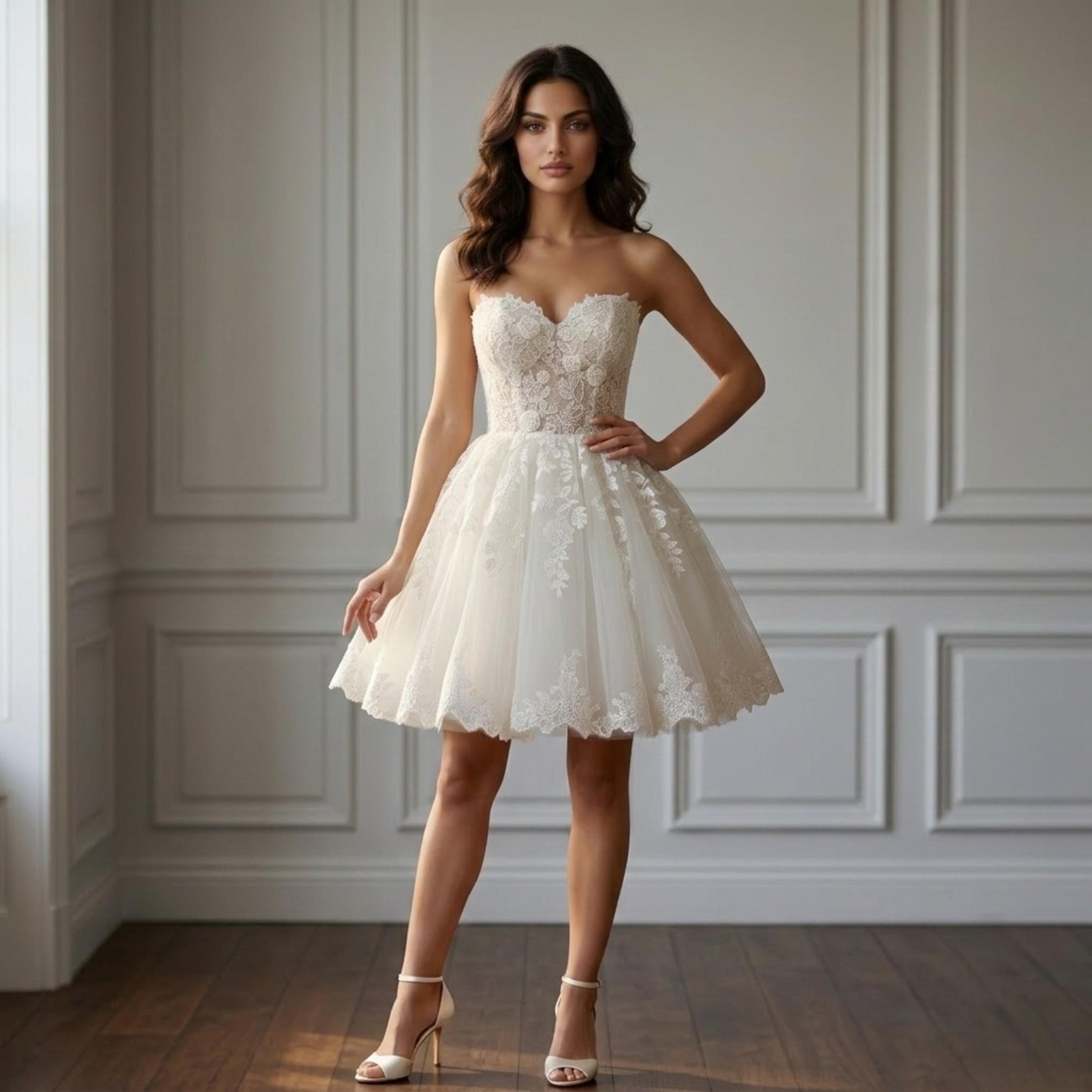 chinese dress ladies Short Lace Wedding Dress Aditi US 14
