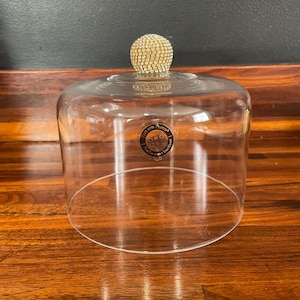 Vintage Fitz and Floyd Clear Glass Rhinestones Knob Cake/Cheese Dome