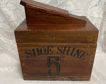 Vintage Kiwi Shoe Groomer, Wooden Shoe Shine Box, Shoe Polish Box