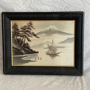 Silk Embroidery Vintage Mt Fuji - Etsy