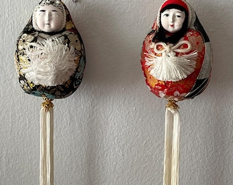 Vintage Japanese Hime Daruma Roly Poly Wedding Decoration Dolls