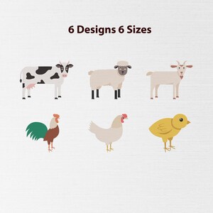 Mini Farm Animals Embroidery Design, Farm Animals Machine embroidery, Cow, Goat, Sheep Chicken Rooster, Gift for farmers, Instant Download.