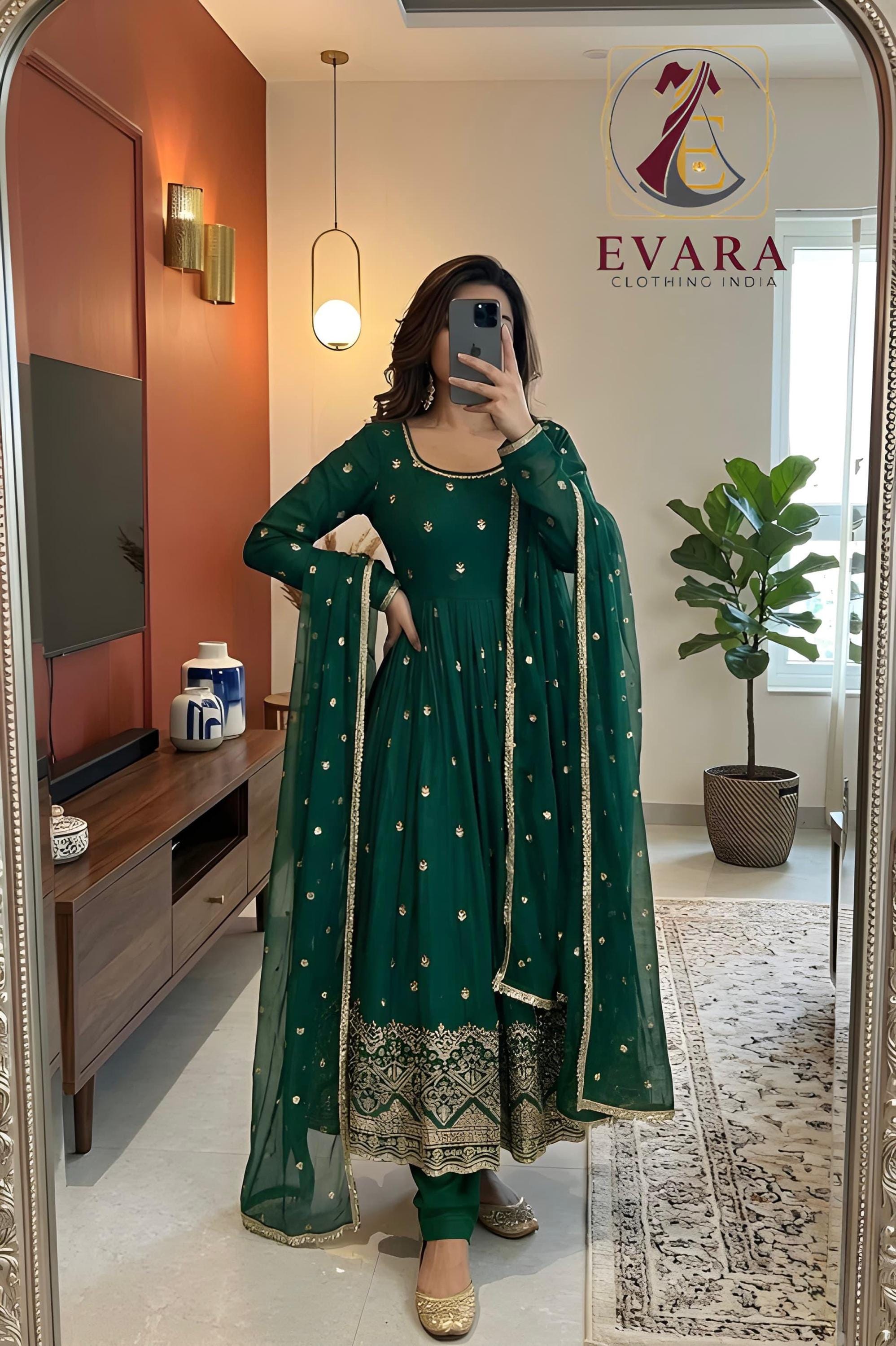 emerald green long dress Emerald Green Satin Beaded Evening Dresses Long Sleeve Prom Dress FD30 –  Viniodress