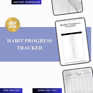 Habit Tracking Planner: Daily Progress Sheet - PDF and PNG - Instant Download